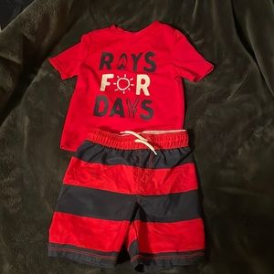 Old Navy Size 3T swim shirt and trunks